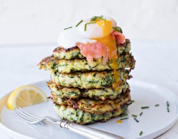 Courgette Fritters with Smoked Trout & Poached Egg Recipe