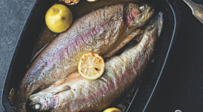 Baked Rainbow trout with herbs