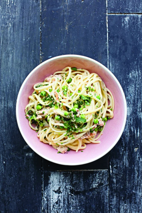 Linguine with Smoked Trout & Petit Pois